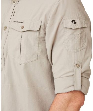 Craghoppers Men's NosiLife Adventure II Long Sleeved Shirt - Sun & Insect Protective - Black Pepper (CMS605) - International Shipping Available - Buy Online on GoSupps.com