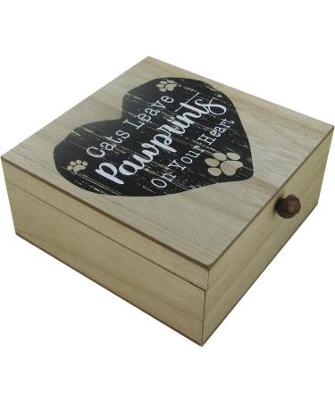 Cat Memory Box Keepsake Cat's Leave Pawprints On Your Heart Ashes Box Wooden - Buy Online on GoSupps.com