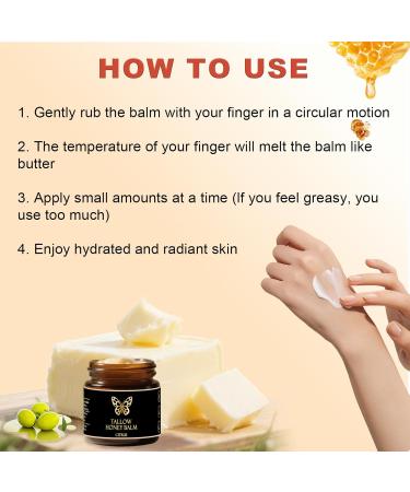 COMFORTENA Beef Tallow for Skin Tallow Honey Balm Natural Organic Beef Tallow Balm with Raw Honey Moisturizing Cream for All Skin Types (1Pc Orange) - Buy Online on GoSupps.com