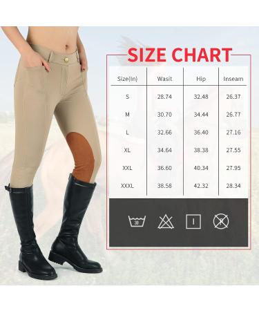 Beroy Women's Equestrian Breeches - Horse Riding Tights with Silicone Full Seat & Pockets - Khaki, Size Small - Buy Online on GoSupps.com