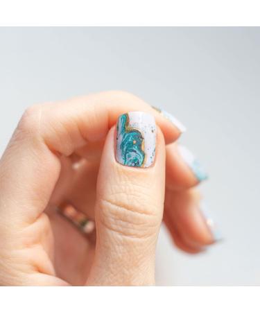 Avoa Beauty Nail Film - I Sea What You Did There | Turquoise White Gold Marble Nail Art Design | 20 Long-Lasting Self-Adhesive Nail Wraps for Stunning Manicure - Buy Online on GoSupps.com