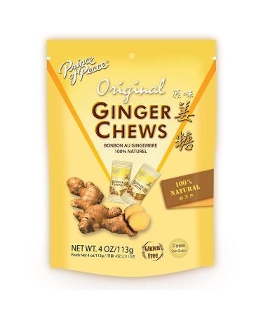 Prince of Peace Original Ginger Chews 4 oz - Natural Candied Ginger Candy for Nausea Relief - 5 Pack - Buy Online on GoSupps.com
