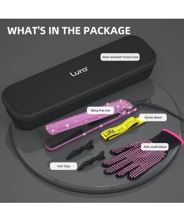 250-500 F Flat Iron for Black Women | Rhinestones Hair Straightener for 4C Hair | Bling Diamond Dual Voltage Salon Quality Red Hair Straightener - Buy Online on GoSupps.com