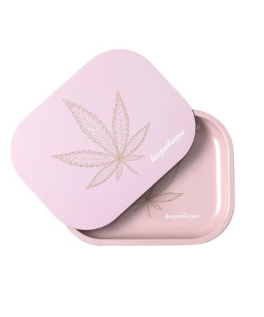 Cute Pink Tray Small Mini Rolling Trays - Premium Metal Rolling Tray with PVC Soft Magnetic Lid, Perfect Storage for Home or On-The-Go, 7'' X 5.5''