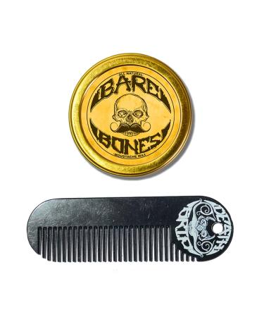 Bare Bones Medium Hold Mustache Wax and Death Grip Mustache Keychain Comb Set