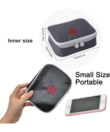 Easy Carry Mini Medicine Container - Travel-Friendly Multi-Pocket Design - 13x10x4cm - Gray - Buy Online on GoSupps.com