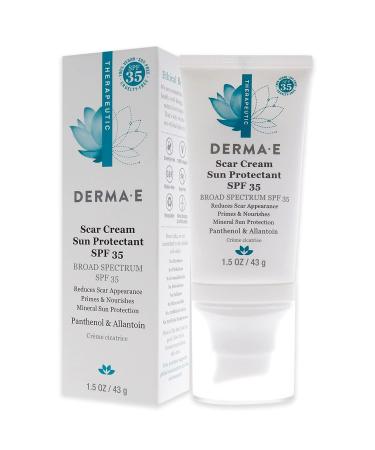 DERMA E Scar Cream Sun Protectant SPF 35 | Advanced Scar Lotion with UVA/UVB Mineral Sunscreen - Natural Treatment for Scars, Burns, Cuts, & Acne - 1.5 Oz - Buy Online on GoSupps.com