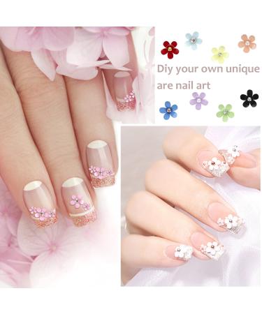 3D Flower Nail Charms Set with Rhinestones & Tweezers - Spring Blossom Petal Design for DIY Nail Art Decorations - Buy Online on GoSupps.com