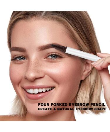 Eyebrow Pencil with 4 Fork Tip Eyebrow Contouring Pen Brow Pencils for Women Makeup Eyebrow Pen Pencil (Black) - Buy Online on GoSupps.com