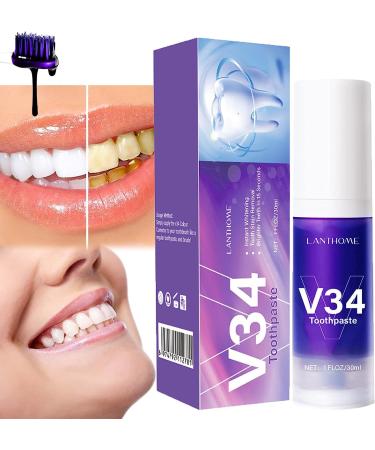 V34 toothpaste purple toothpaste white teeth purple tooth paste tooth whitening toothpaste V 34 Color corrector serum purple teeth whitening toothpaste lighten teeth whitening teeth & stain removal 1stk