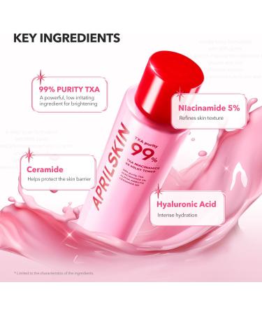 APRILSKIN TXA+Niacinamide 99 Pink Milky Toner | 99% High-Purity TXA 3%+ Niacinamide 5% for Brightening | Highly Concentrated Cream Toner | Deep Moisturizing Formula for Dull Skin | 5.07 fl.oz. - Buy Online on GoSupps.com