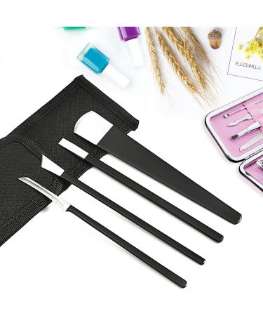 Pedicure Knife Set Stainless Steel - 4 PCS Ingrown Toenail Correction Kit with Storage Bag - Foot Care Tools for Calluses and Beauty Salon - Black - Buy Online on GoSupps.com