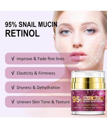 Retinol Cream for Face with Hyaluronic Acid Snail Mucin Face Moisturizer with Retinol Day & Night Lifting & Firming Moisturizer Nourishing Anti Aging Repair Cream for All Skin Types 1.76 Fl Oz - Buy Online on GoSupps.com