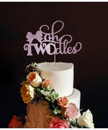 zxyxka Pink Glitter Oh Twodles Cake Topper Miss Two Cute Cake Topper - Girls 2nd Birthday Decorations - Sweet Baby Girl Two Year Old Birthday Party Decorations - Buy Online on GoSupps.com