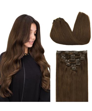 Doores clip in extensions real hair chocolate brown 50cm 20 inch 7 piece 120g real hair extensions clip in remy human clips in hair extension thick natural real hair extensions 50cm-12m-12m-12m-12m-12m-12m-12m