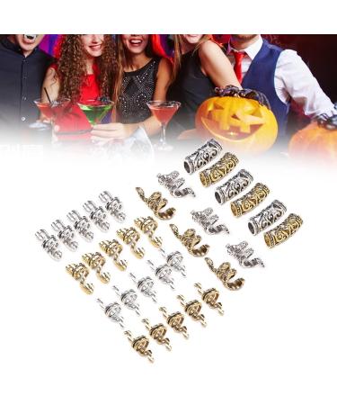 32 Pieces Viking Hair Pearls - Gold & Silver Hair Cuffs for Braid & Dreadlock Accessories | Perfect for Men Women Parties & Festivals - Buy Online on GoSupps.com