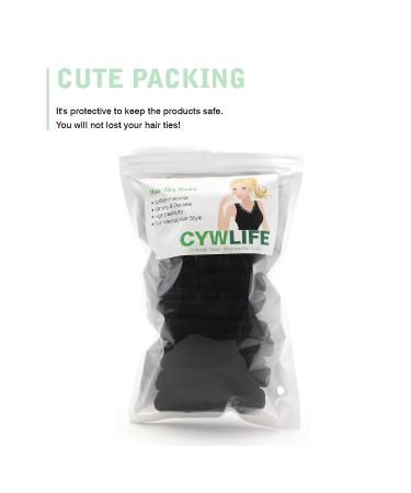 CYWLIFE 12-14MM Large Hair Ties Bands for Thick Curly Hair 20 PCS Black - No Crease Seamless Ponytail Holders for Men, Women, and Girls - Gentle and Secure Hold - Buy Online on GoSupps.com