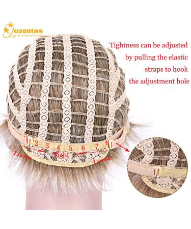 QUEENTAS Pixie Layered Short Blonde Mixed Brown Wig - Synthetic Hair for White & Black Women - Buy Online on GoSupps.com