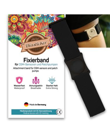 Diasticker |Freestyle Libre 3 - Fixing band |Flexible - waterproof - strong stop |Sensor protection fixation for freestyle Libre sensor |Halter: black (small: 18-25 cm black) S (18 - 25 cm) black