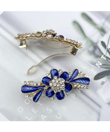 4pcs Vintage Flower Design Glitter Rhinestone Hair Clips - Elegant Metal Hair Accessories for All Occasions - Buy Online on GoSupps.com
