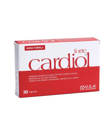 Cardiol Forte - Omega-3 EPA/DHA - Folic Acid Coenzyme Q10 and Vitamin E - for the Heart Well - Monacolin with Fermented Red Rice - For Adults - 30 Capsules