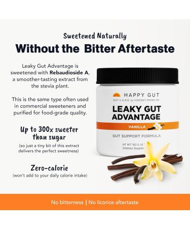 HAPPY GUT Leaky Gut Advantage - Doctor-Formulated Supplement for Discomfort - L-Glutamine N-Acetyl-D-Glucosamine Aloe Vera DGL Zinc - Vanilla Flavor 192g - Buy Online on GoSupps.com