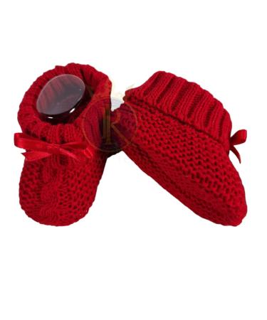 Royal Icon Newborn Baby Boys Girls Booties Baby Booties with Bow Soft Knitted Baby Bootees 0-3 Month Newborn Booties for Babies Ideal for Indoor and Outdoor Use RI354 3 Months Red - Buy Online on GoSupps.com