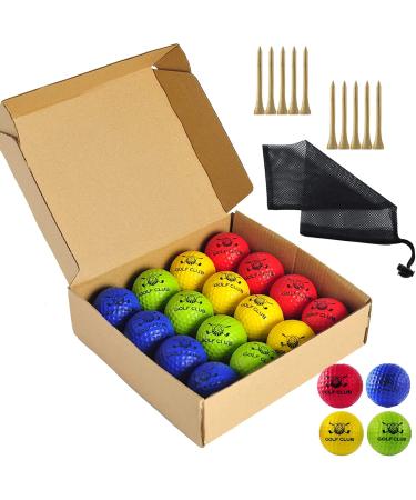 QQBALL 16/40 Pack Foam Golf Practice Balls, 42 mm 4 Color Golf Training Balls with 10 Golf Ball Tees and Mesh Golf Ball Bag for Driving Range, Swing Practice, Outdoor or Home Use 16 Packs