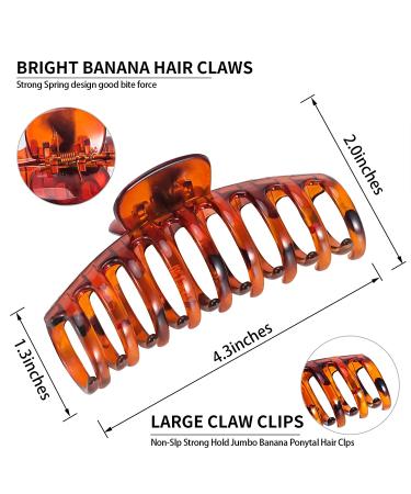 DAYAMY Clear Banana Hair Claw Clips - NonSlip Strong Hold for Thick Hair, 4.3 Inch Big Hair Jaw Accessories for Girls & Women - Buy Online on GoSupps.com