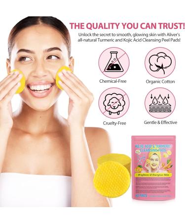 Turmeric Kojic Acid Cleansing Pads Turmeric Kojic Acid Pads Infused Foaming Exfoliating Pads Unclog Pores Turmeric Cleansing Pads for Dark Spots Helps Balance Skin Oil And Water 40 Pads - Buy Online on GoSupps.com