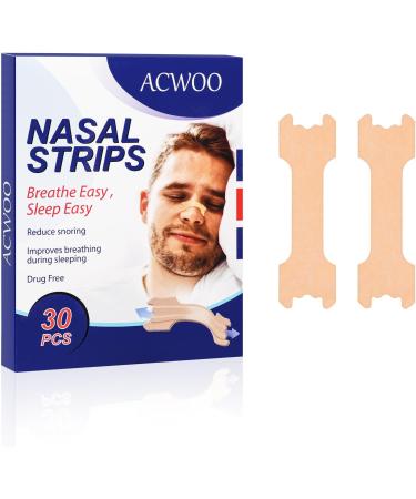 ACWOO Nasal Strips 30PCS - Stop Snoring and Relieve Nasal Congestion - Anti Snore Strips for Improved Sleep - Men & Women's Nasal Aid - Buy Online on GoSupps.com