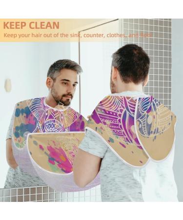 Abstract Elephants Beard Bib Apron - Waterproof Hair Catcher for Men | Non-Stick Grooming Cape with Suction Cups - Perfect Gifts for Men - Buy Online on GoSupps.com