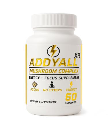 True Wood ADDYALL-XR Mushroom Complex - Adderall Alternative - Focus & Energy Supplement - High End Brain Booster - Focus Energy and Memory Support Vitamins - Clean Energy - 60 Capsules