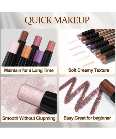 Double-ended Glitter Cream Eyeshadow Stick KQueenest Shimmer Pearl Eye Shadow Highlighter Pencil with Soft Brush Waterproof Long-lasting for Easy Eye Makeup Cosmetics 01# Pearl White - Buy Online on GoSupps.com