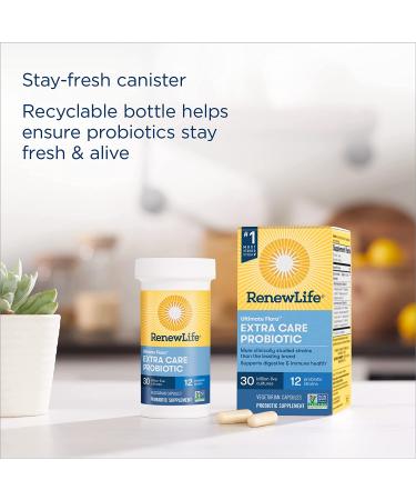 Renew Life Ultimate Flora Probiotic Extra Care - 30 Billion Live Cultures, 30 Veg Capsules - Buy Online on GoSupps.com