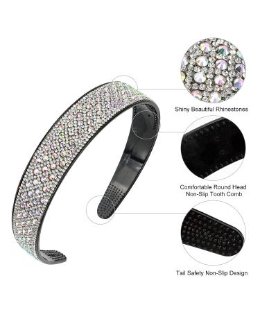 Sparkly Rhinestone Headband with Comb Teeth - Silver Hair Accessories for Women and Girls - Buy Online on GoSupps.com