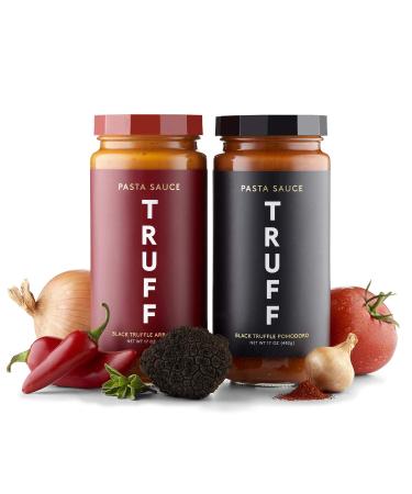 TRUFF Pasta Sauce Bundle, Black Truffle Pomodoro and Arrabbiata | Flavorful Pair of Regular and Spicy Tomato Sauce for Pasta, Pizza, and More | Non-GMO, Vegan, Bundle of 2 Pomodoro / Arrabbiata 1.06 Pound (Pack of 2)