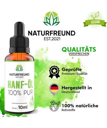 Naturfreund Premium Hemp Oil - High-Dose Hemp Seed Oil Drops | Omega 3-6-9 | Natural Fatty Acids | Made in Germany - 10ml - Buy Online on GoSupps.com