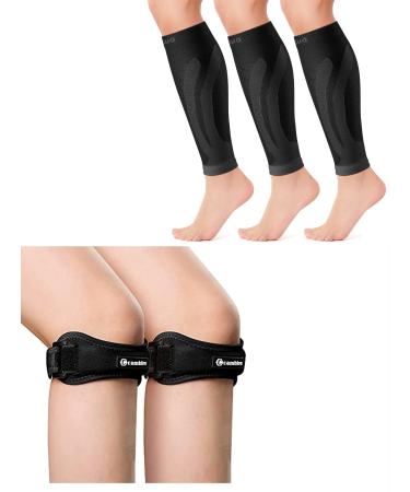CAMBIVO Calf Compression Sleeve Bundled with Patella Knee Brace