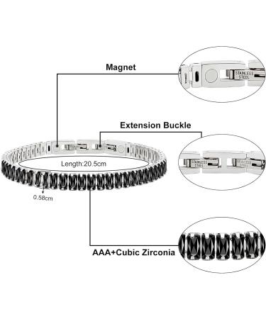 Jeroot Magnetic Tennis Bracelet for Women - Black Titanium Steel Weight Loss Bracelet with 5mm 5A+ Cubic Zirconia | Adjustable Fashion Jewelry Gift - Buy Online on GoSupps.com