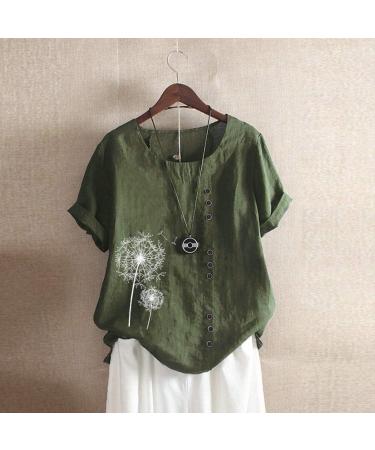 T-Shirt Women's Summer Blouse Short Sleeve T-Shirt V-Neck Clothing Woman Loose Comfortable Crew Neck Clothes Pullover Teenager Pullover with Print T-Shirt Loose Green XXL - Buy Online on GoSupps.com