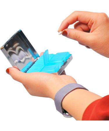 Cute Portable Metal Pill Organizer - 8 Compartment Travel Case | Elegant Chrome Finish | Retro Poison Label Design - Buy Online on GoSupps.com