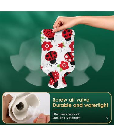Ladybug Flower Hot Water Bottle with Plush Cover - Perfect Hand Warmer for Adults & Kids | 26.5x15.3cm | International Shipping - Buy Online on GoSupps.com