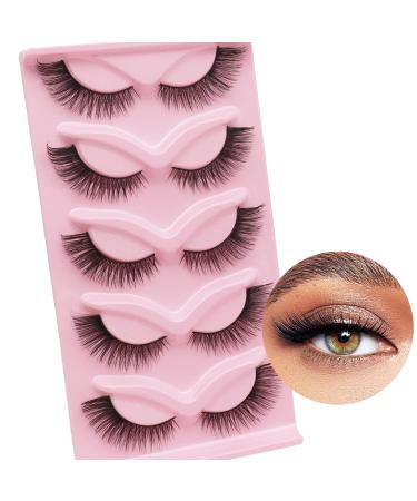 Cat Eye Lashes - 16mm Wispy Volume False Eyelashes | Fluffy & Comfortable 5 Pairs | Natural Look Fox Eye Lashes Pack (Cat Eye 01 - Buy Online on GoSupps.com