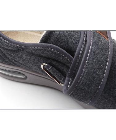 Men's Warm Plush Fleece Diabetic Shoes | Adjustable Straps Non-Slip Orthopedic Footwear for Elderly Pain Relief & Swollen Feet - Size 6 Gris - Buy Online on GoSupps.com