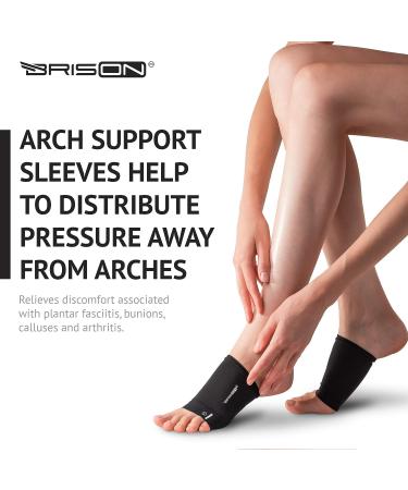 Metatarsal Compression Arch Support Sleeves for Flat Feet Pain Relief - Medium Black | Reusable Gel Pad Fabric Socks for Arthritis & Plantar Fasciitis - Men & Women - Buy Online on GoSupps.com