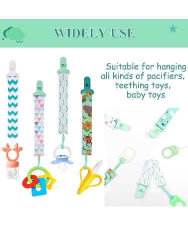 10 Pcs Boys Dummy Clip with Silicone Adapter - Baby Pacifier Holder Straps for Teething Toys - Green - Buy Online on GoSupps.com