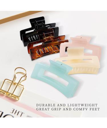 Cptots 5PCS Hair Claw Clips - Rectangle Tortoise Transparent Jaw Clips for Women and Girls - Fashion Hair Styling Accessories - 5 Colors - Buy Online on GoSupps.com