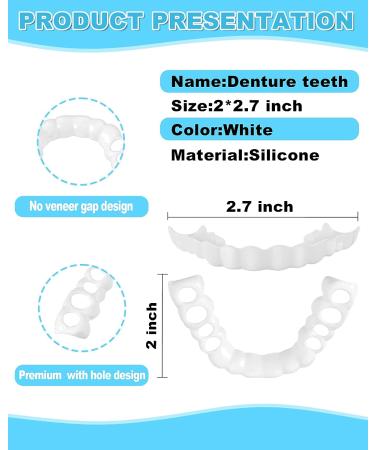 4 PCS Fake Teeth Veneers for Women and Men - Comfortable Dentures for Upper and Lower Jaw, Natural Shade Fit Dental Veneers - Temporary Teeth Restoration - Buy Online on GoSupps.com