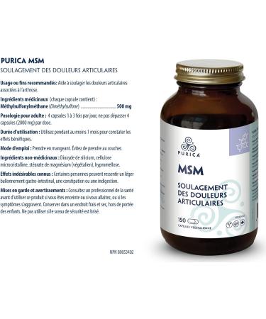 PURICA MSM 150 Capsules - Enhanced Joint Support with Methylsulfonylmethane - 500mg MSM Vitamins for Joint Health 150 count (Pack of 1) - Buy Online on GoSupps.com